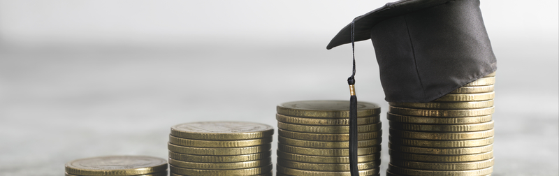 coins and graduation cap